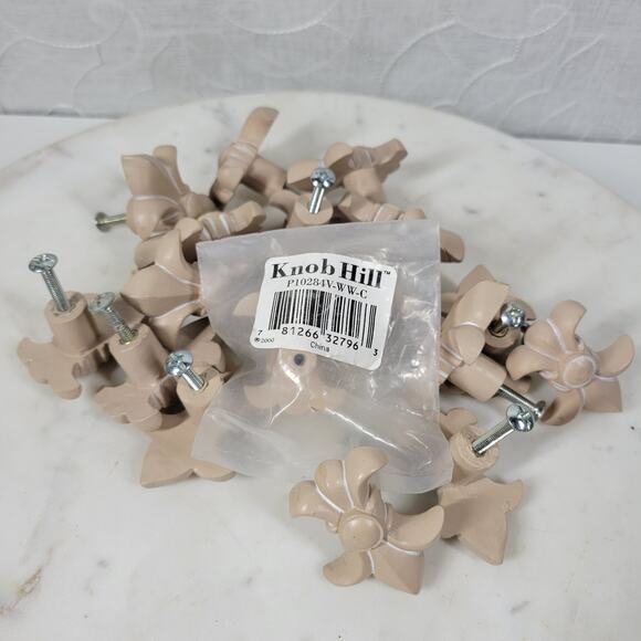 Knob Hill Fleur De Lis Cabinet Knobs Beige Decorative Drawer Pulls, Set of 16 - Picture 16 of 16
